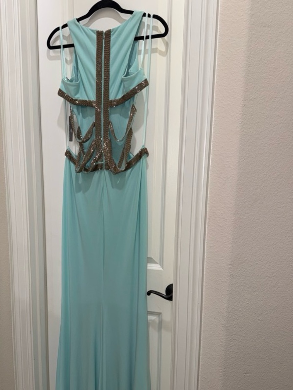 Faviana Elegant Mint Beaded Evening Gown